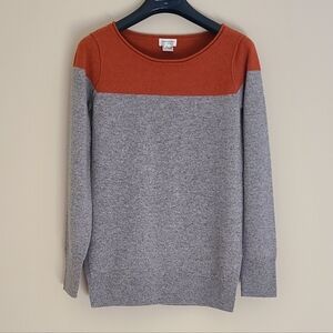 Club Monaco Cashmere Colorblock Sweater Gray & Orange S/P